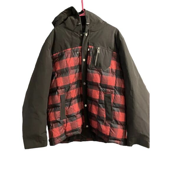 Pendleton Mens Puffer Winter Jacket Down Red Black Buffalo Check Plaid Sz XXL - Picture 1 of 11